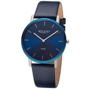 REGENT 11190204 Herren-Armbanduhr Titan Blau IP